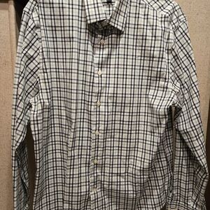 Banana Republic Men's Checkered Dress Shirt - Black and White